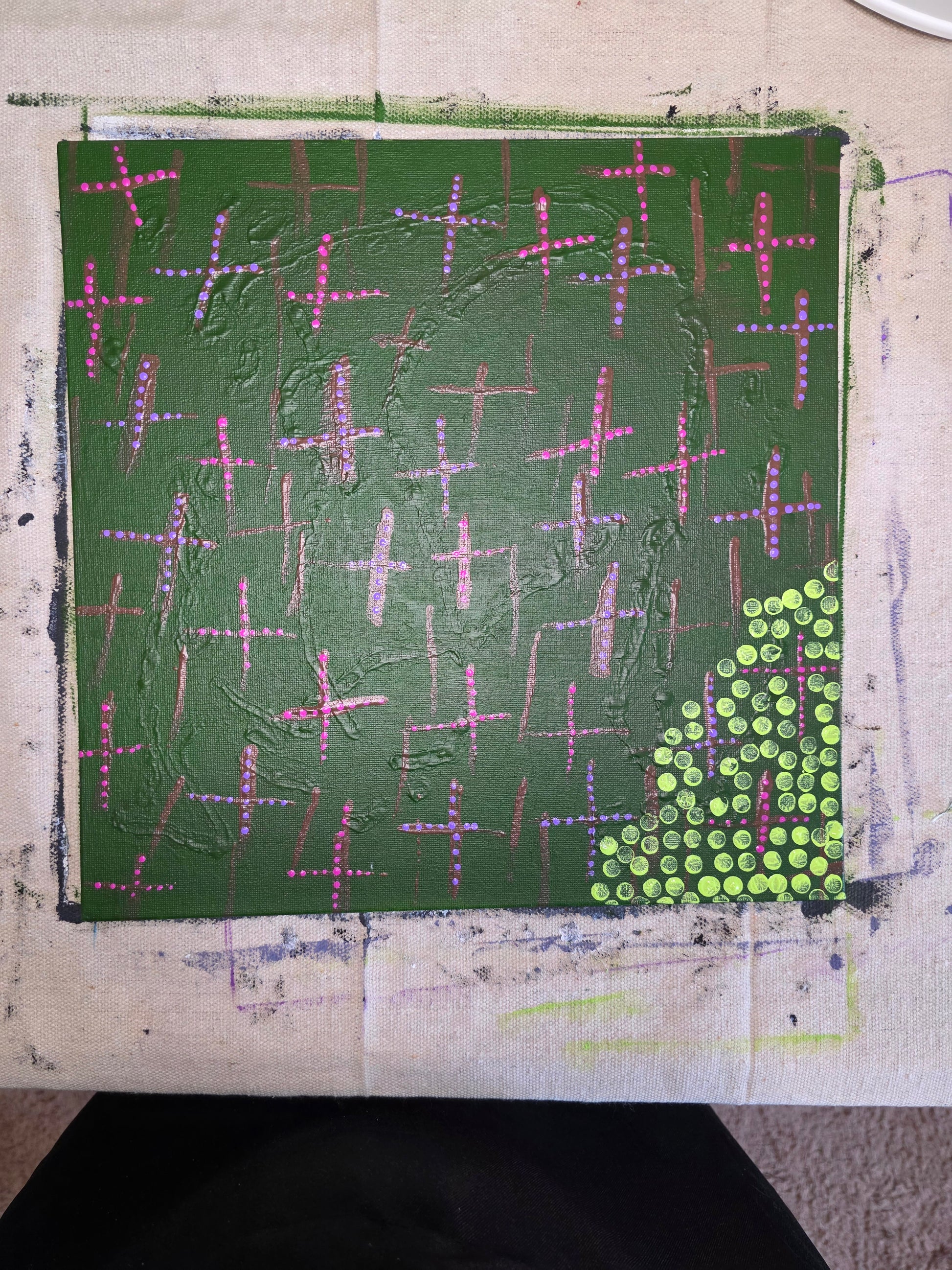 Pond | Dot Series | 12" x 12" | Acrylic on canvas board | 2025 | Unframed