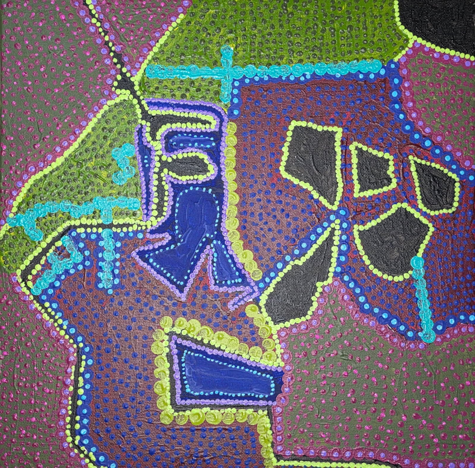 From Above | Dot Series | 12" x 12" | Acrylic on canvas board | 2025 | Unframed